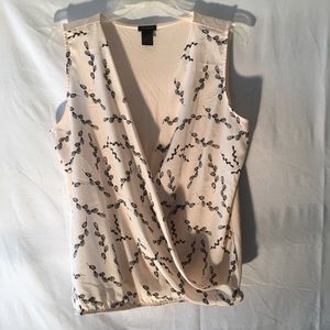 Ann Taylor   Blue Peach and Beige Sleeveless  blouse  LARGE